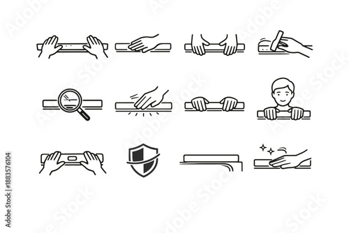 Technique secure vector guard hand hold along pressure sink minimalist icon force