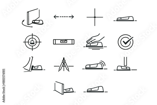 Minimalist perpendicular door contact icon balanced force install stopper orientation vector stop