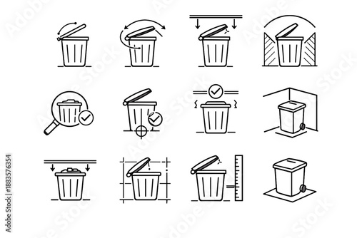 Icon corner tidy geometry check vector measurement trash bin placement radius safe