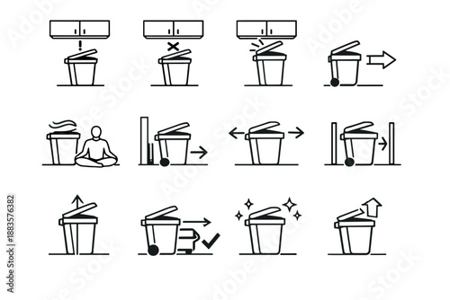 Warning vector cue risk logic trash reliable clear icon practical collision bin