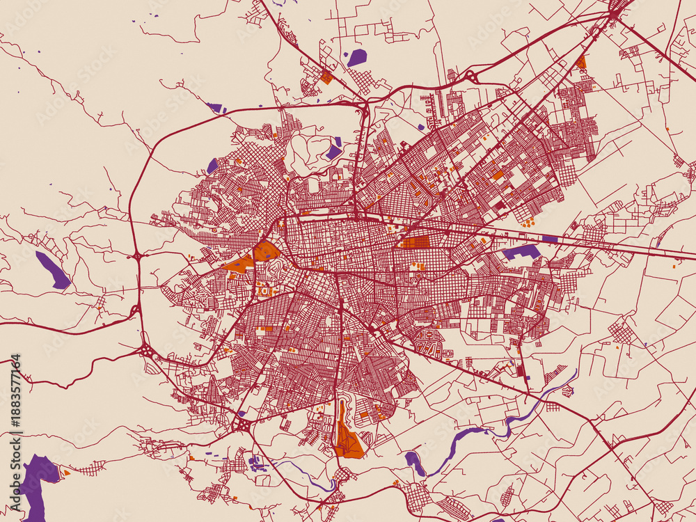 Fototapeta premium City layout map of Victoria de Durango, Mexico