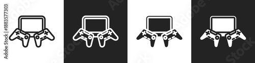 Two Players Line And Solid Icon In White And Black Background