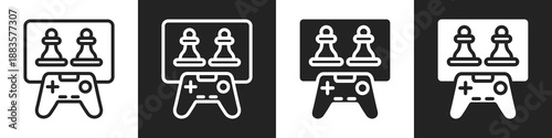 Strategy Game Line And Solid Icon In White And Black Background