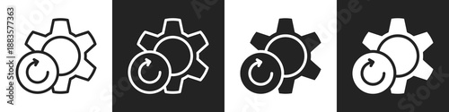 Rotare Line And Solid Icon In White And Black Background