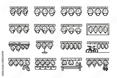 Group concept neat helmet vector family icon collective wall shared system bike