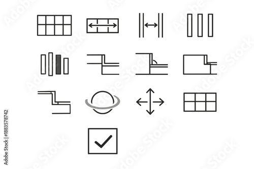 Fit vector drawer edge outline divider spacing detail icon confirmation equal frame