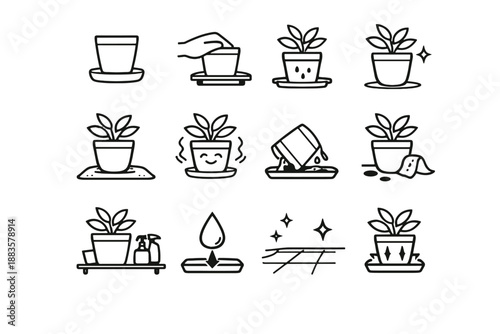 Containment water mindful vector icon excess surface plant pot management everyday floor