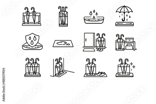 Umbrella set controlled base protection calm vector floor icon water zone mindful