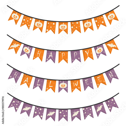 festive set of halloween flags ,vector