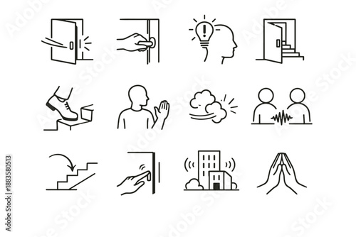 Logic courtesy icon control quiet morning habit vector step silence icons stair