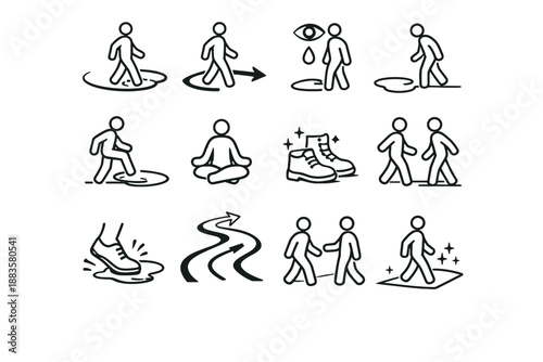 Walk urban icons bypass awareness puddle vector icon edge step footwear courtesy