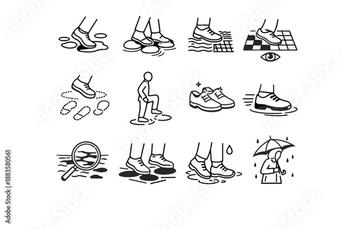 Puddle ground habit patches dry focus texture urban only icons footing vector
