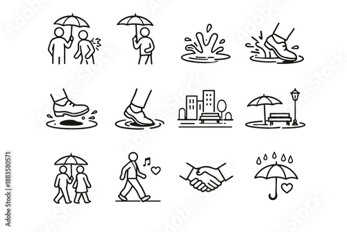 Urban considerate water icon avoid social courtesy etiquette splash gentle public vector