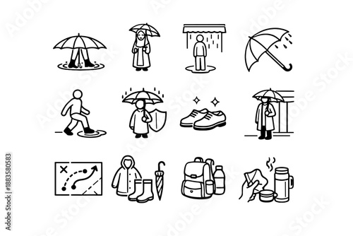 Avoidance puddle drier calm step protective shield urban umbrella icon vector readiness
