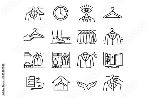 Icon coat timely immediately storage placement hang habit focus mindful action vector