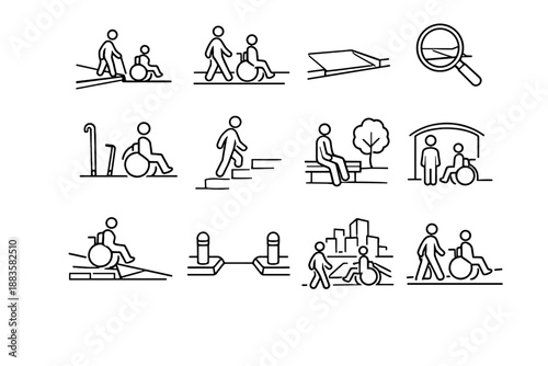 Icon design path universal focus access step urban transition accessibility icons vector