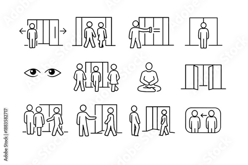 Respect aside icon cue order vector elevator boundary doorway mindful focus obstruction
