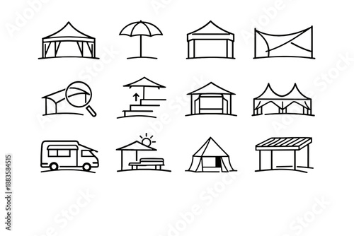 Icons structures event shade vector canopies icon urban flexible point focus shelter