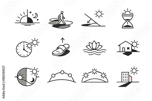 Icons vector temporal icon path calm moving urban sun cycle cover shade