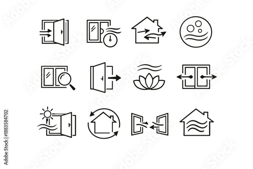 Daily vector calm home icon ventilation focus icons fresh routine habit window