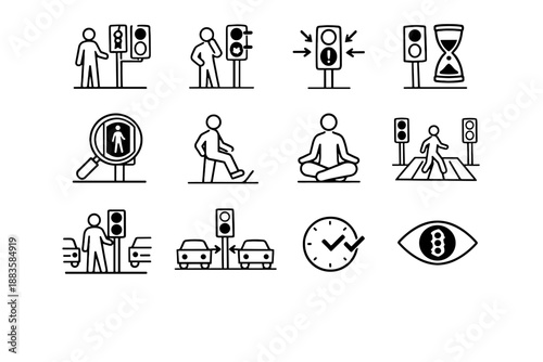Sign vector signal pause light obedience icon urban crossing traffic patience step