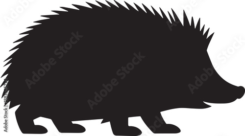 Hedgehog Silhouette in Simple Style with Black Color on White Background for Wildlife Illustration