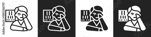 Eye Examination Line And Solid Icon In White And Black Background