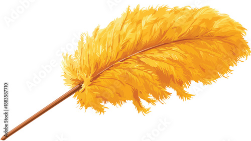 Feather Duster Clipart Vector Art & Illustration with Soft Feathers for Cleaning Concept