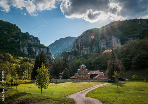 Fotografie Poganovo monastery in canyon Jerma river, Pirot region, eastern Serbia