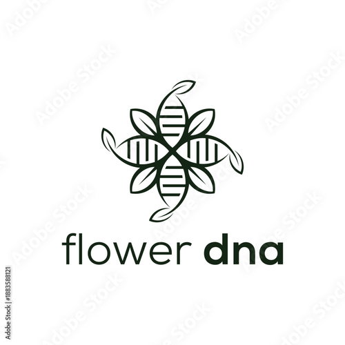 helix dna genetic for flower floral leves logo design vector