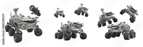 Bild auf Leinwand Collection of Advanced Mars Rover Exploration Vehicle for Planetary Research, Sp