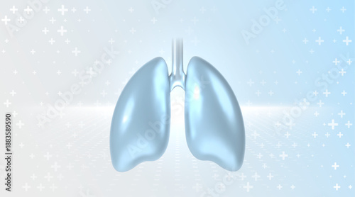 Human lungs examination banner. 3D lungs in a medical setting Healthcare medical concept.