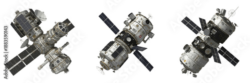 Bild auf Leinwand Collection of Futuristic Orbital Segment Space Station Module Representing Advan