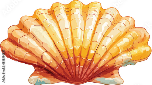 Colorful Seashell Cartoon Vector Illustration for Beach Theme Designs