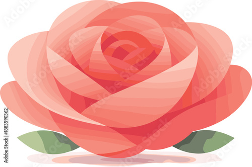 Minimal Rose Vector. Abstract rose form simplified into soft layered petals and modern balance, modern flat vector illustration