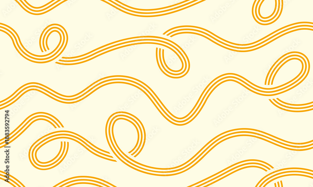 Fototapeta premium Abstract seamless background with Italian spaghetti and macaroni. Yellow noodle texture for restaurant menu, culinary poster, kitchen decor, or creative packaging design. Vector illustration