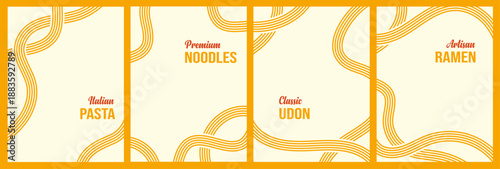 Doodle pasta waves set form geometric food pattern with Italian noodle textures, perfect for restaurant menus, culinary posters, and modern kitchen design backgrounds. Vector illustration