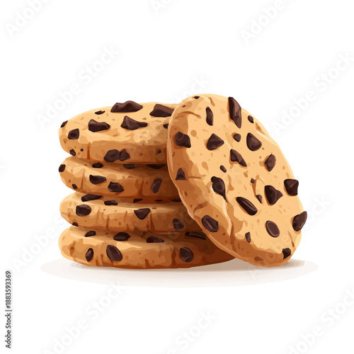 Flat-design 2D vector artwork of a Chocolate Chip Cookies, styled as an icon and isolated against white background