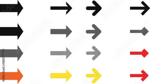 Collection of Various Arrow Icons in Different Colors and Styles for Digital Design