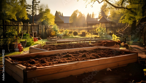A landscape with tilled soil inside a fence