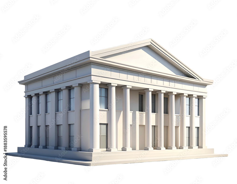 Fototapeta premium White Greek Temple with Columns Front View.