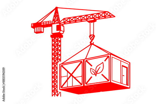 Sustainable Modular Construction Prefab Building Vector Icon for Green Architecture and Eco Housing