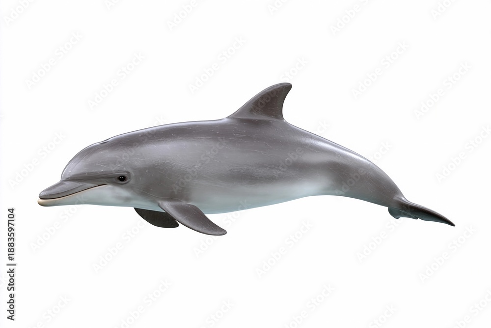 Naklejka premium Dolphin swims near shore in daylight