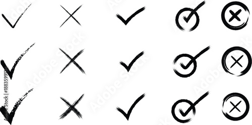 Checkmarks and crosses symbols