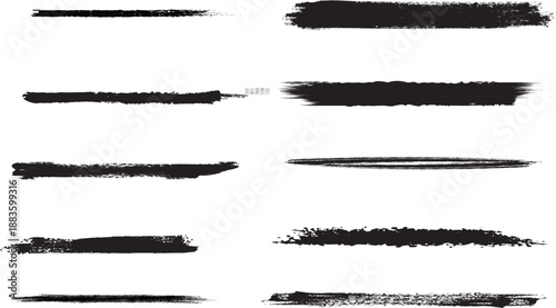 Collection of black brush strokes on white background