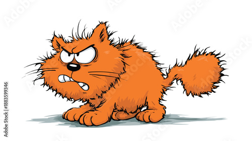 Angry Cat Cartoon Vector with Outline Isolated on White Background for Creative Designs