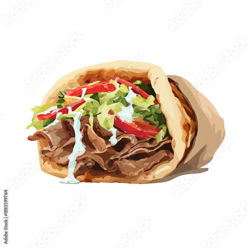 Flat-design 2D vector artwork of a Gyro, styled as an icon and isolated against white background