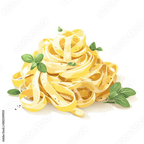 Fettuccine Alfredo, illustrated as a clean 2D flat vector icon isolated on a white background