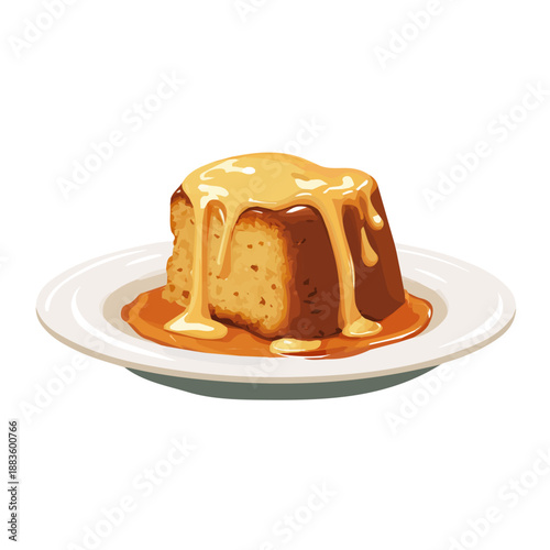 Malva Pudding, illustrated as a clean 2D flat vector icon isolated on a white background