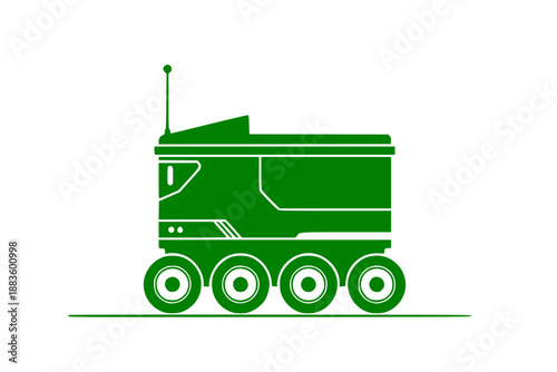 Autonomous Last Mile Delivery Robot Icon Vector for E-commerce Logistics and Smart City Transportation Silhouette